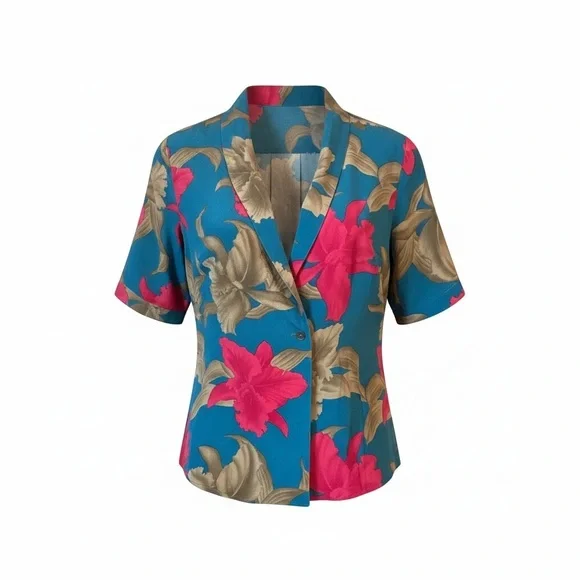 Vintage Paul Stanley 80s Women’s Size 14 Silk Top Floral Retro 90s Butter Mom - Picture 1 of 13